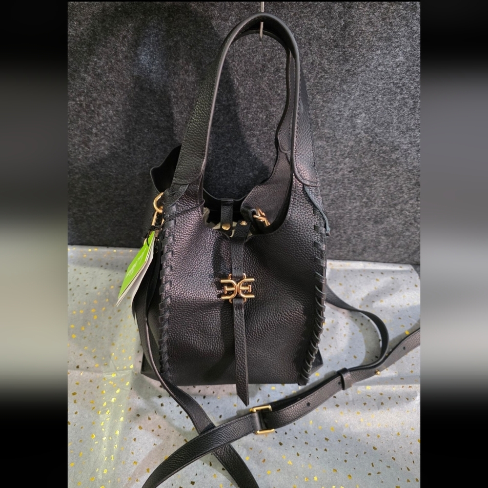 Sam Edelman Sylvia Mini Crossbody Bag in black leather. Retail $225